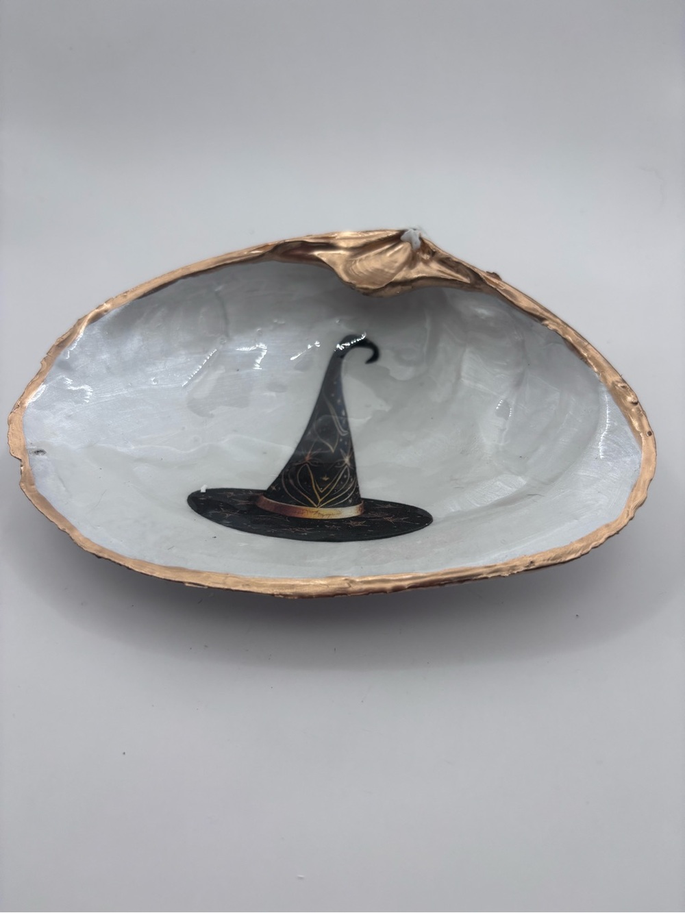 Halloween Witch Hat Decorative Shell Tray - Black and Gold - Picture 2 of 4